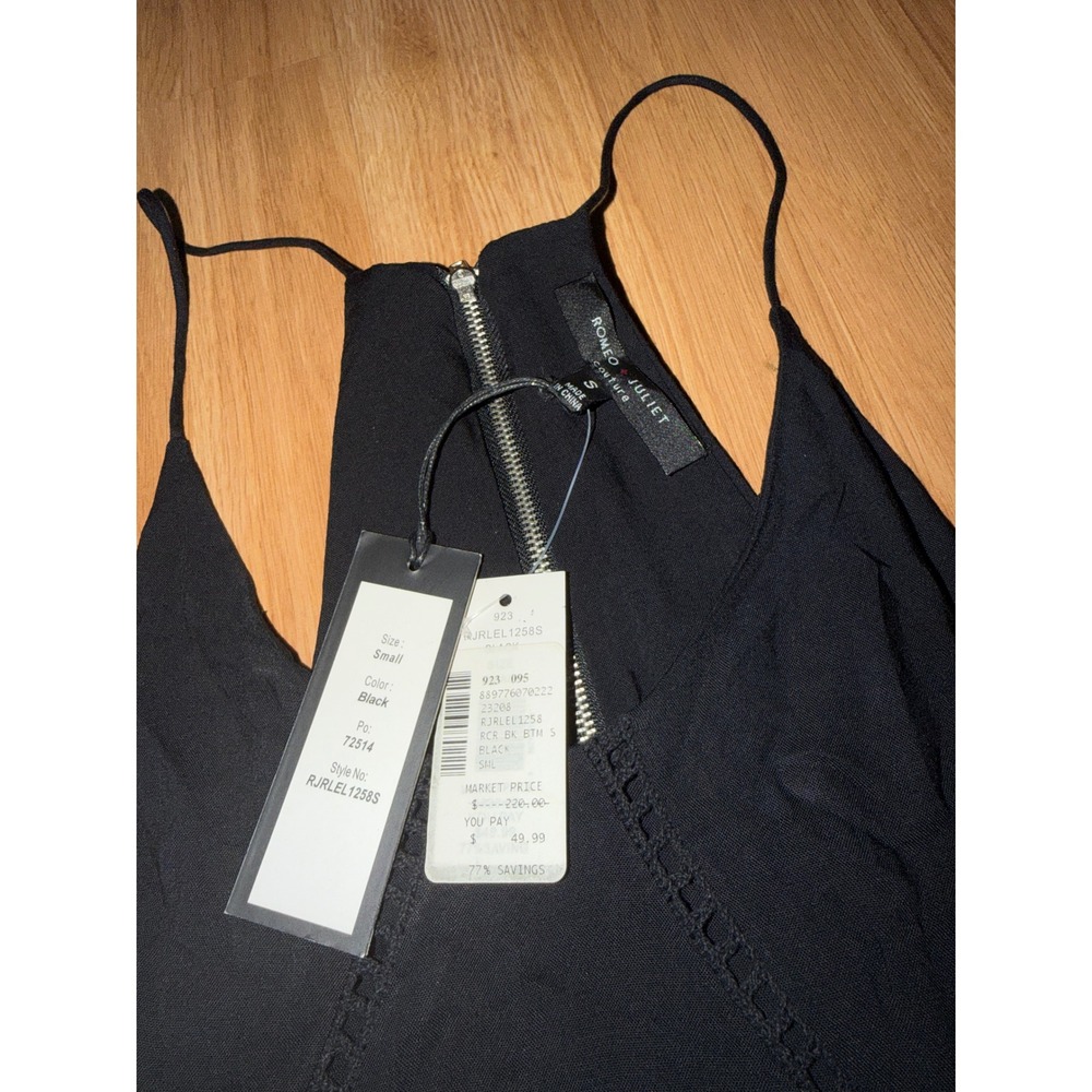 Romeo + Juliet Couture Black Mini Dress Lace Detail Racerback NWT RJRLEL1258S - Picture 3 of 4